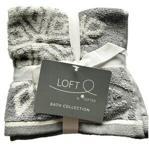 Loft by Loftex Snowflake Facecloths Washcloths Soft Cotton Gray White Set of 4
